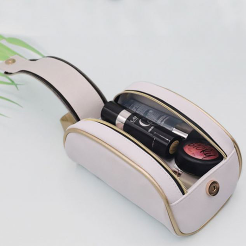 Compact Dual Zipper Travel Organizer  Standout PU Leather Exterior